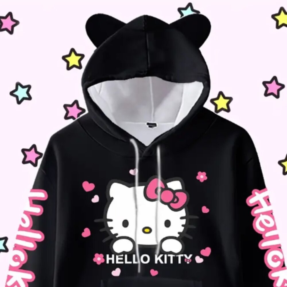 Hello Kitty Hoodie with Ears Kangaroo Pocket NWT